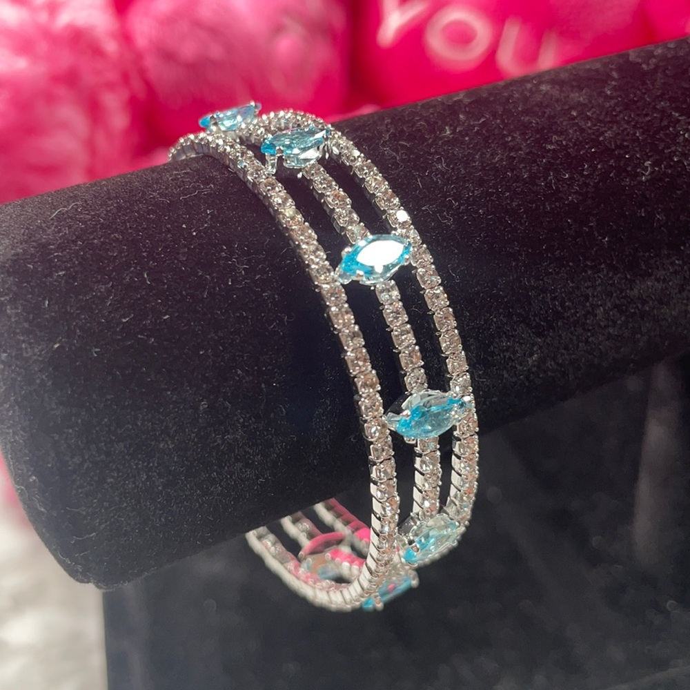 Cubic Zirconia Bangle Bracelet Aqua